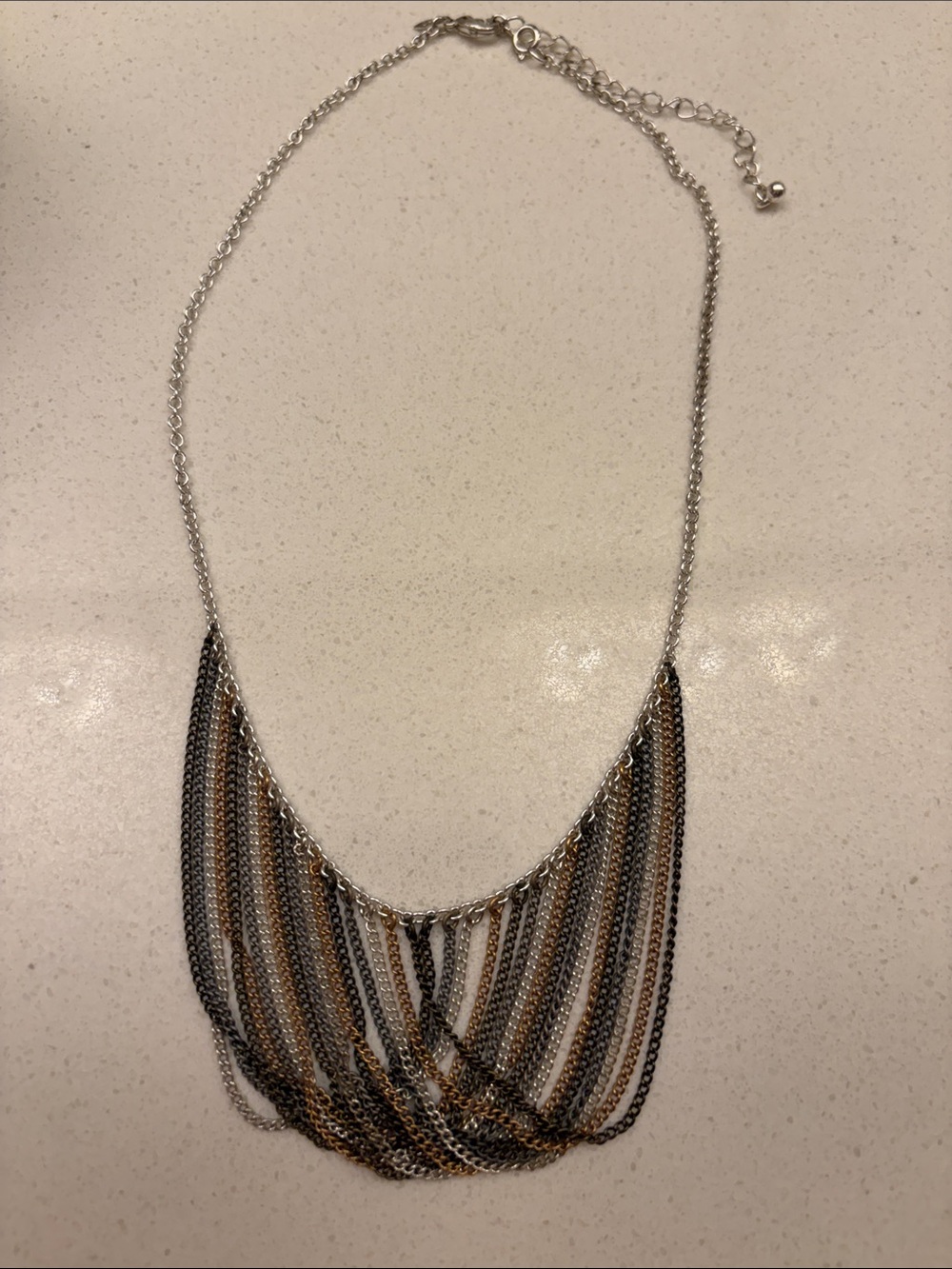 Multi-Chain Two-Tone Layered Necklace in Silver and Gold